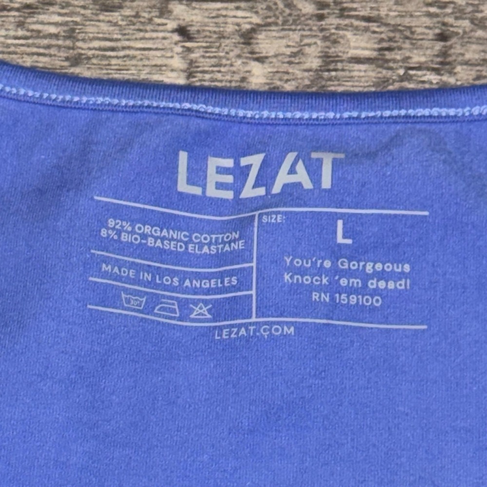 Minimalist Lezat Sara Bra Sports Top Amparo Blue Organic Cotton Crop Tank Large - Picture 2 of 6